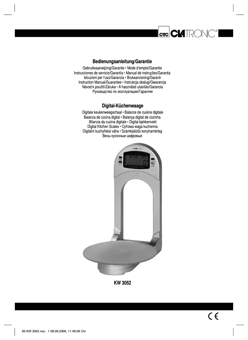 Page 1 de la notice Manuel utilisateur Clatronic KW 3052