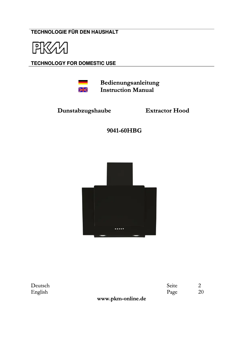 Page 1 de la notice Manuel utilisateur PKM 9041-60HBG