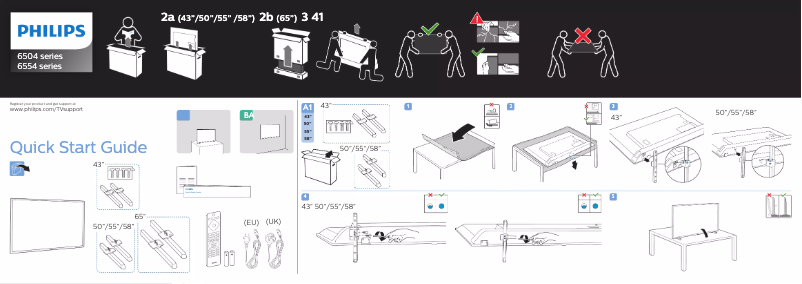 Page 1 de la notice Guide de démarrage rapide Philips 6500 series 70PUS6504
