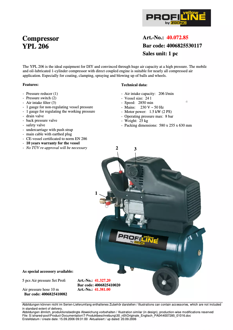 Image de la première page du manuel de l'appareil YPL 206