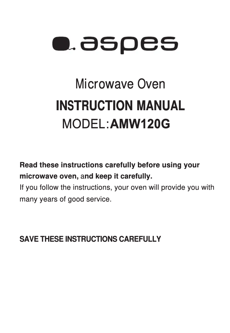 Page n°1 - Manuel utilisateur Aspes AMW120G