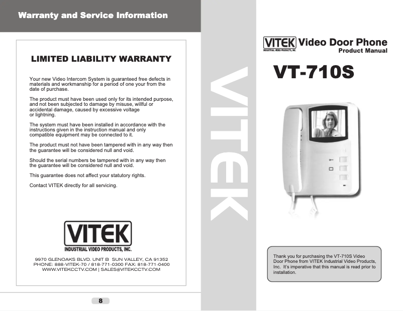 Page 1 de la notice Manuel utilisateur Vitek VT-710S