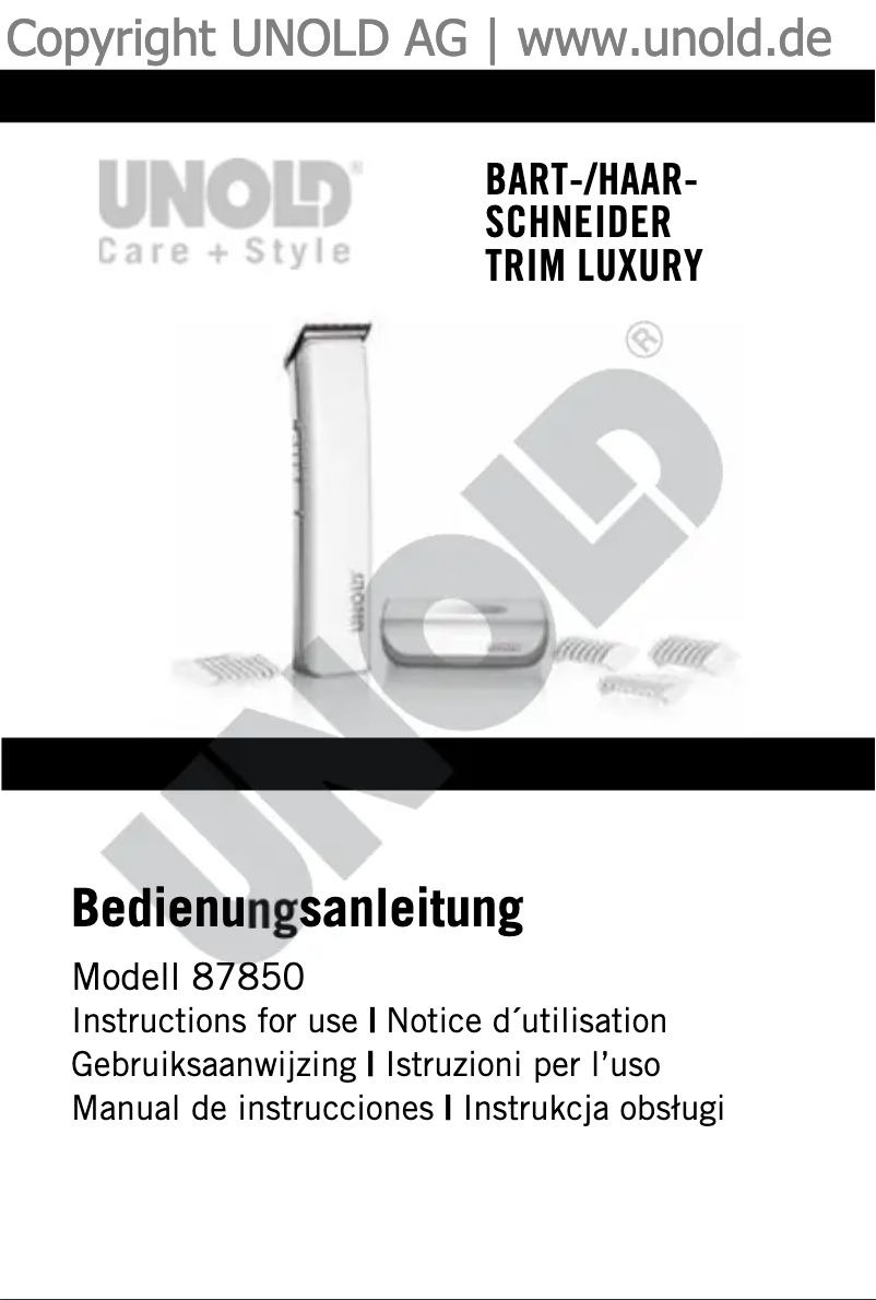 Page n°1 - Manuel utilisateur Unold Trim Luxury 87850
