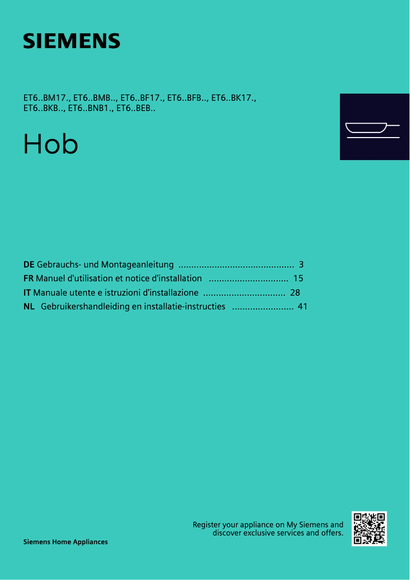 Page n°1 - Manuel utilisateur Siemens ET61RBKB8H
