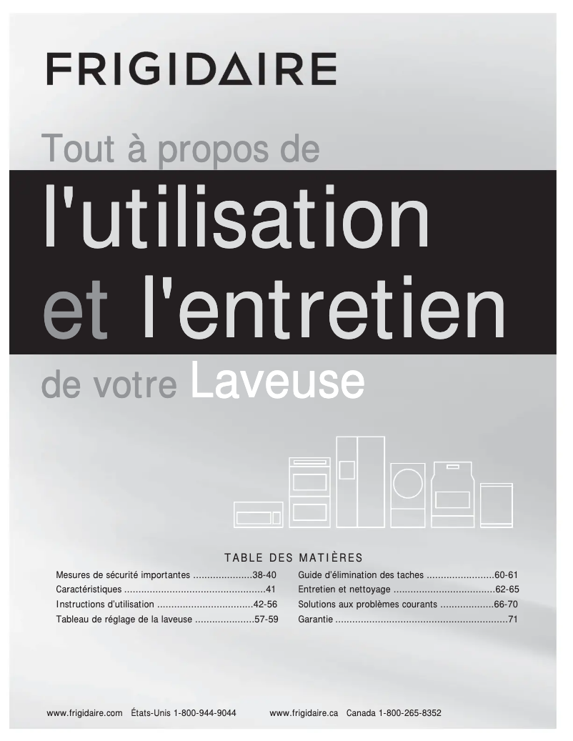 Page n°1 - Manuel utilisateur Frigidaire FAFS4272LA