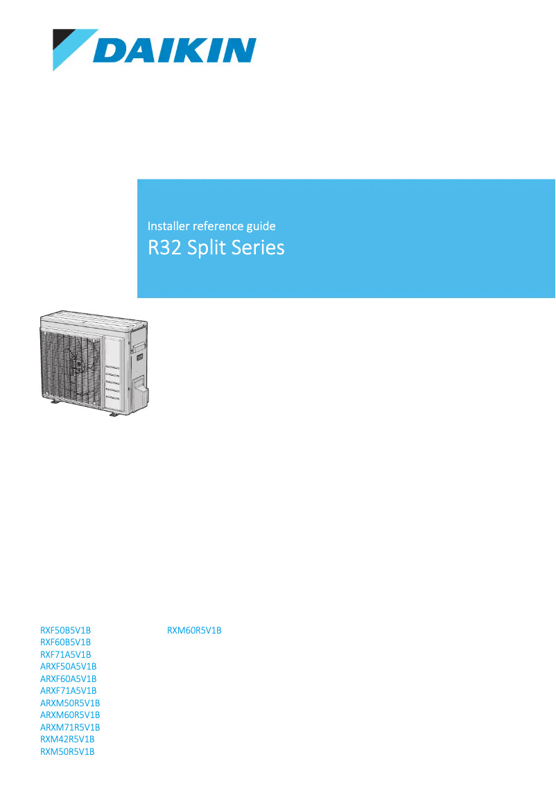 Page 1 de la notice Guide d'installation Daikin ARXM60R5V1B