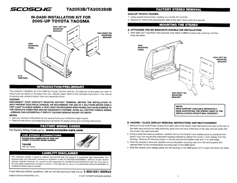 Page n°1 - Manuel utilisateur Scosche TA2053S9B