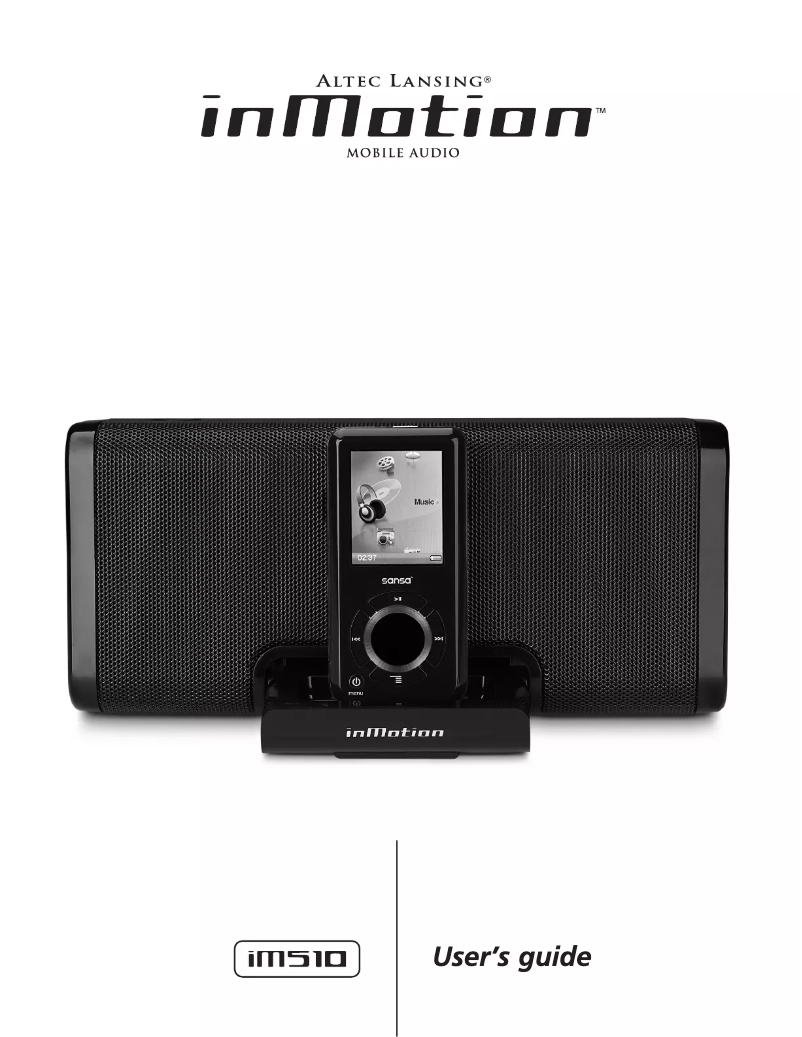 Page 1 of the manual User Manual Altec Lansing inMotion iM510