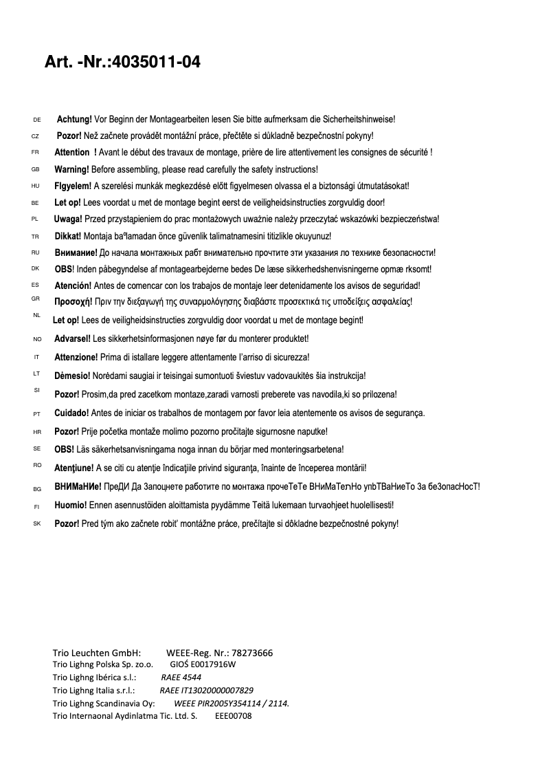 Image de la première page du manuel de l'appareil Icaro 4035011-04