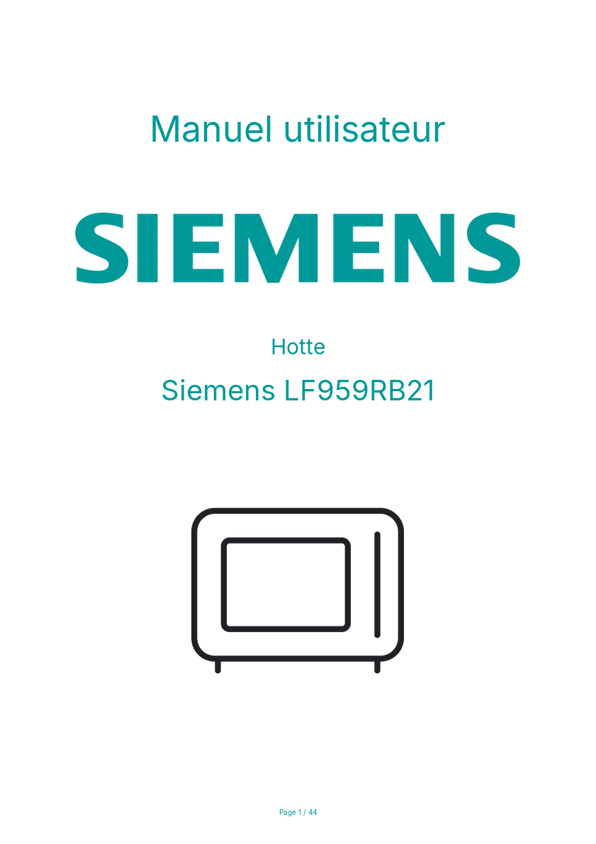 Page n°1 - Manuel utilisateur Siemens LF959RB21