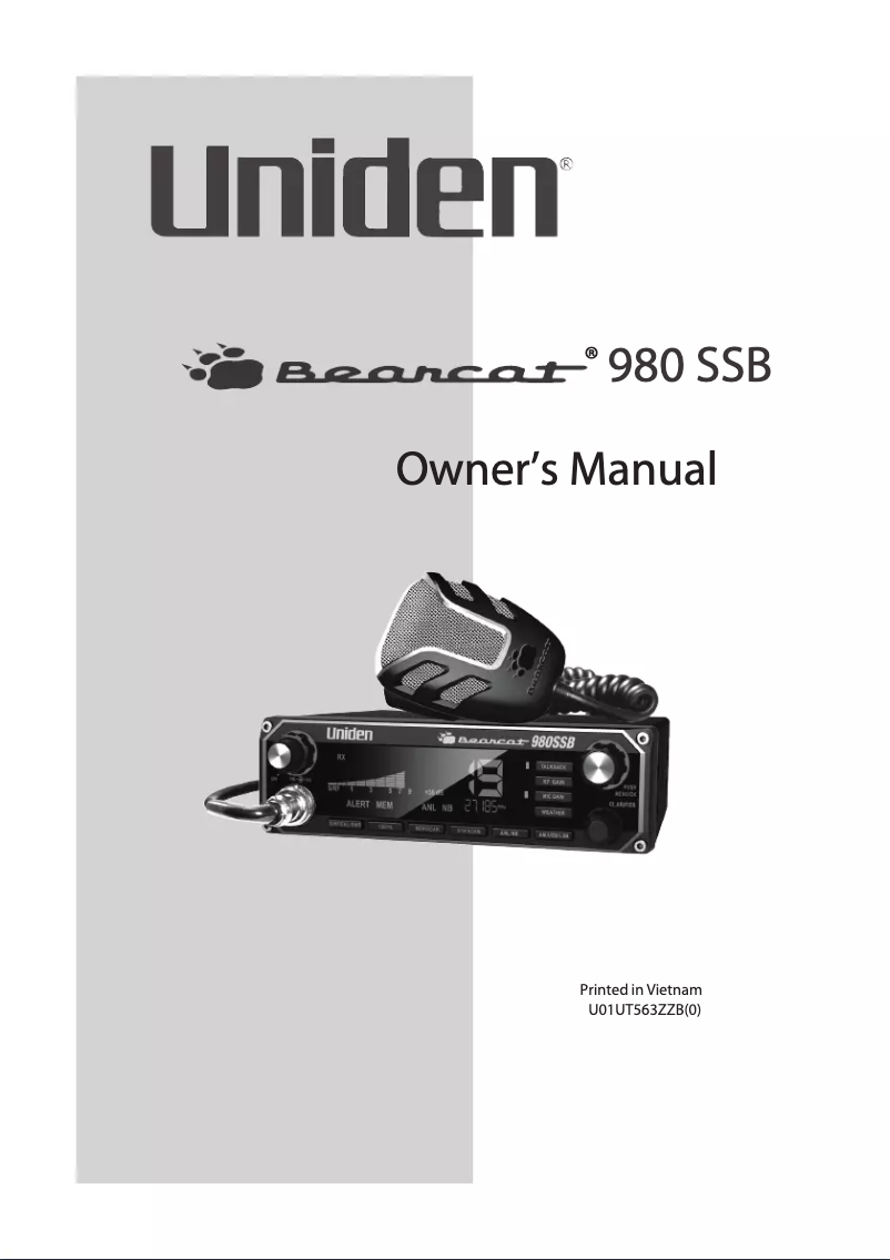 Page 1 de la notice Manuel utilisateur Uniden Bearcat 980SSB
