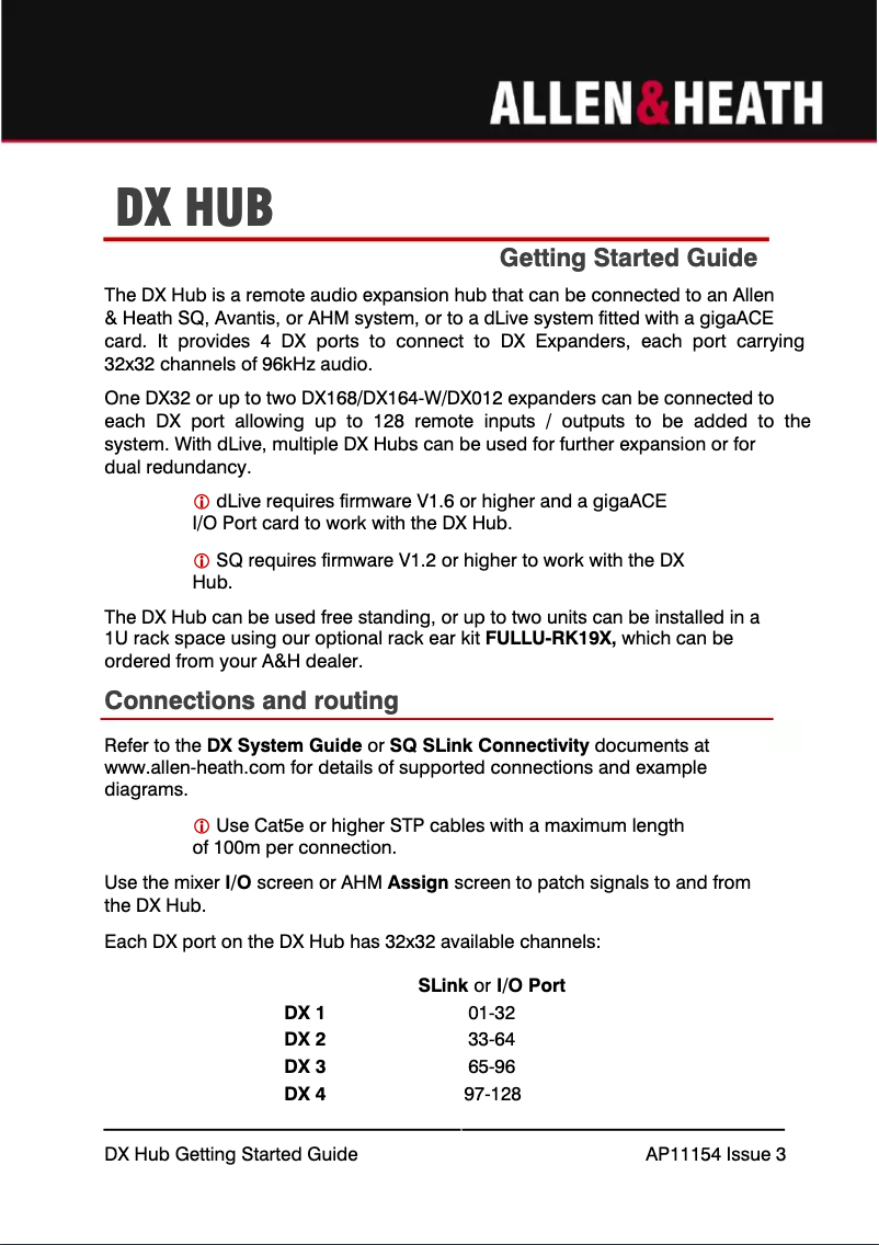 Image de la première page du manuel de l'appareil DX Hub