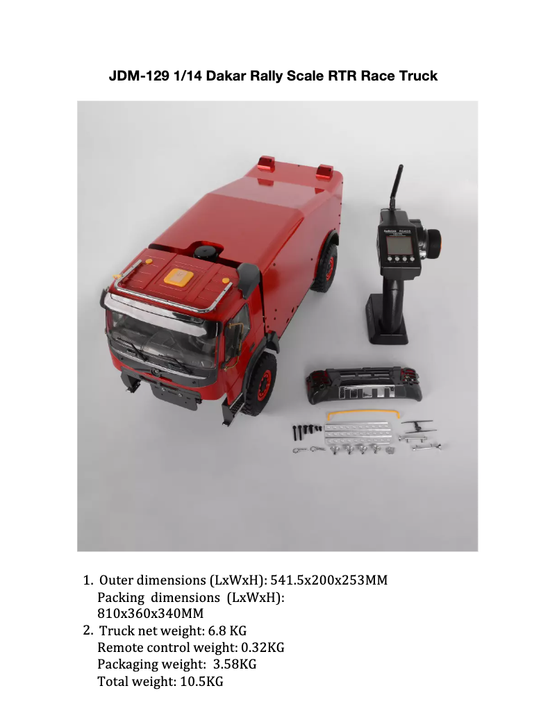 Page n°1 - Manuel utilisateur RC4WD Dakar Rally Scale