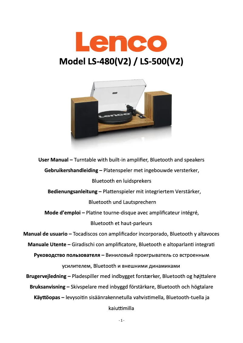 Page n°1 - Manuel utilisateur Lenco LS-500