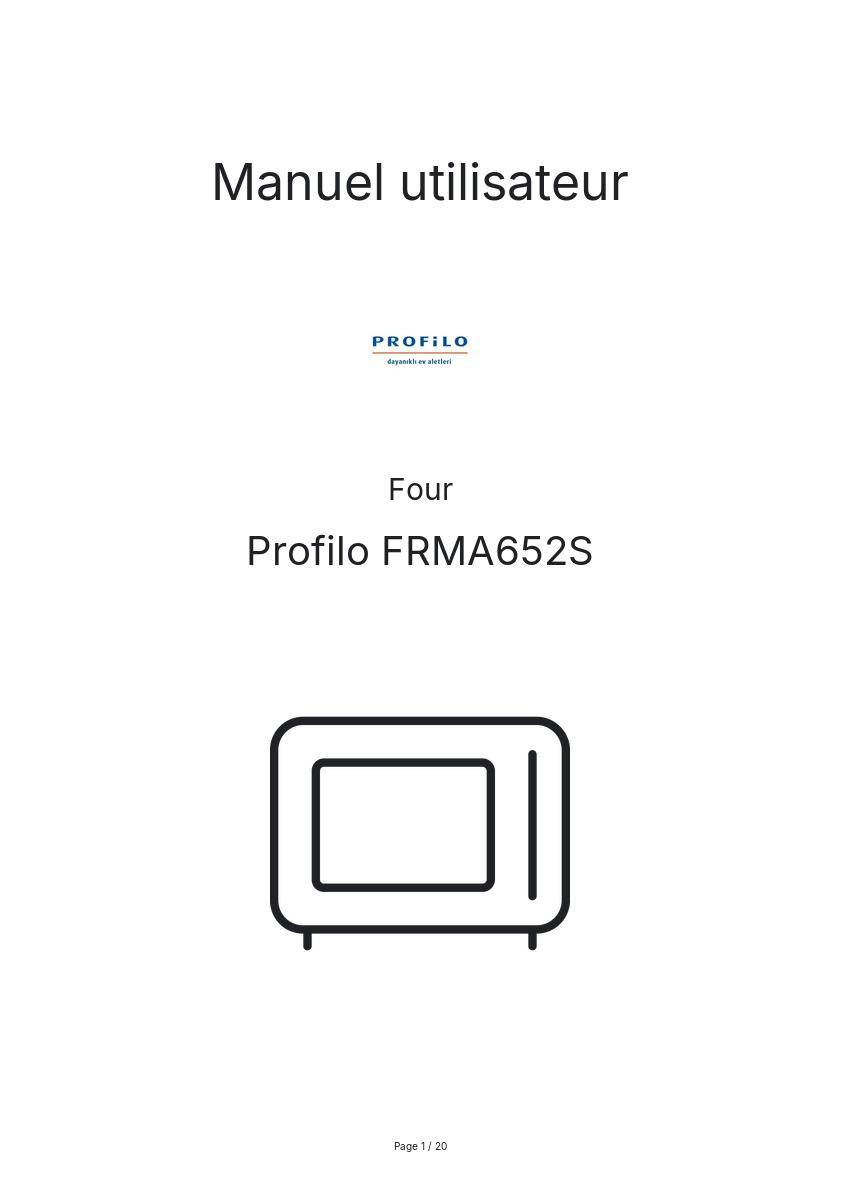 Page n°1 - Manuel utilisateur Profilo FRMA652S