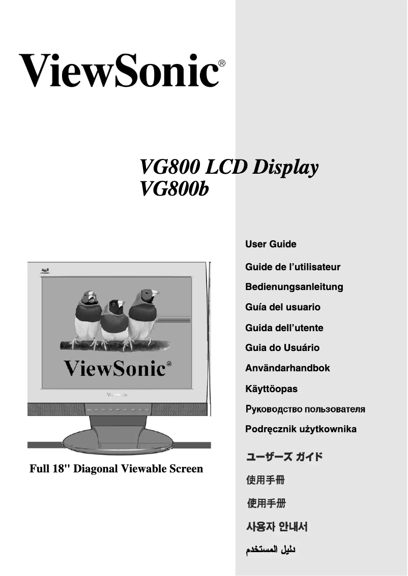 Page 1 de la notice Manuel utilisateur Viewsonic Graphic VG800b
