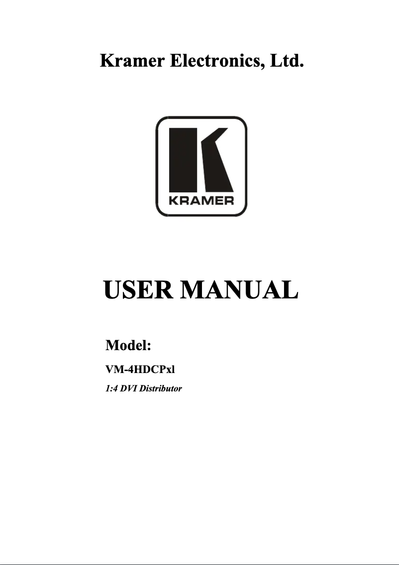 Page 1 de la notice Manuel utilisateur Kramer VM-4HDCPXL