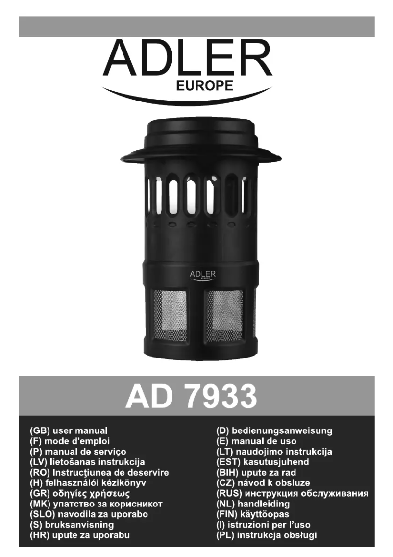 Image de la première page du manuel de l'appareil AD 7933