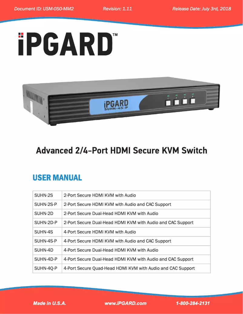 Page n°1 - Manuel utilisateur iPGARD SUHN-4D-P