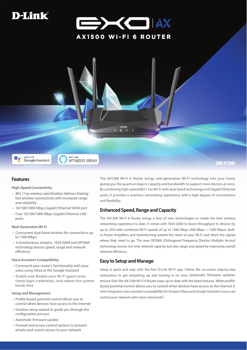 Page 1 de la notice Fiche technique D-Link DIR-X1560