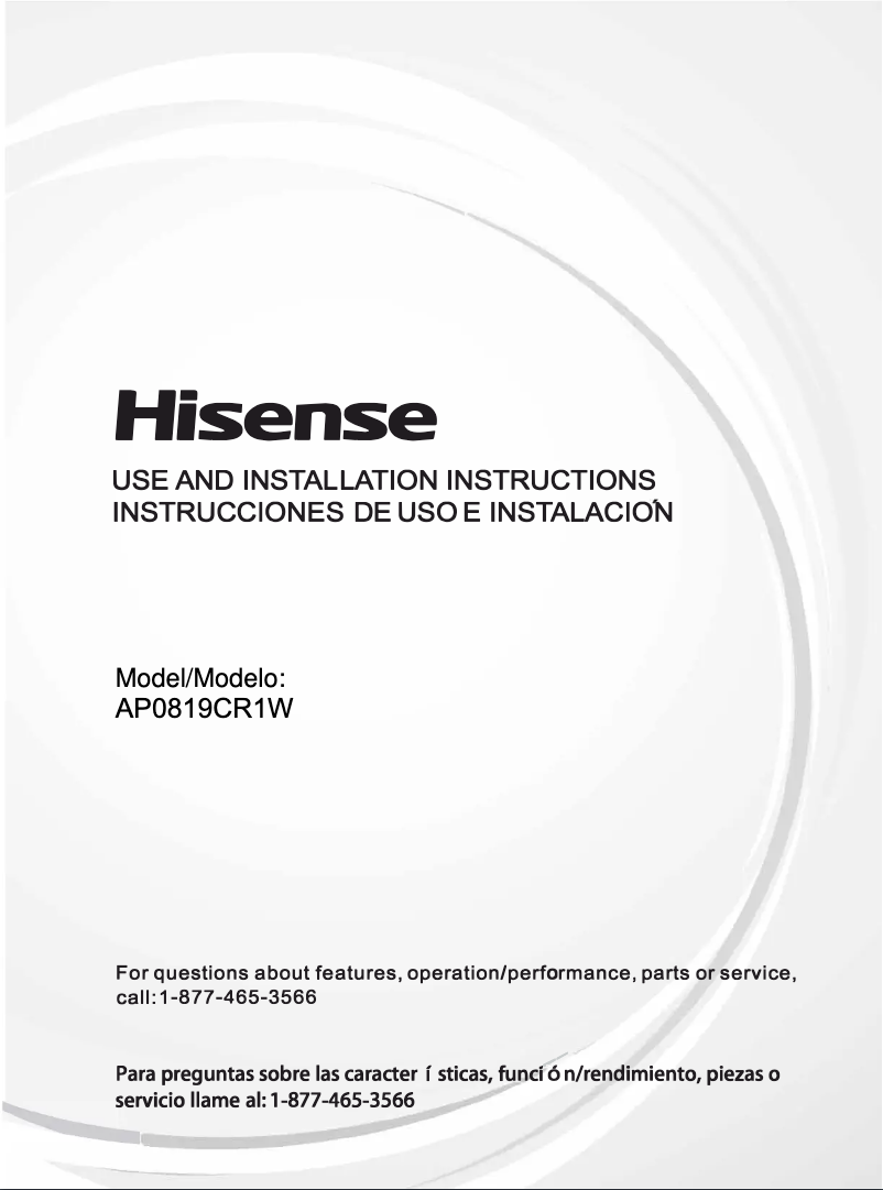 Page n°1 - Manuel utilisateur Hisense AP0819CR1W