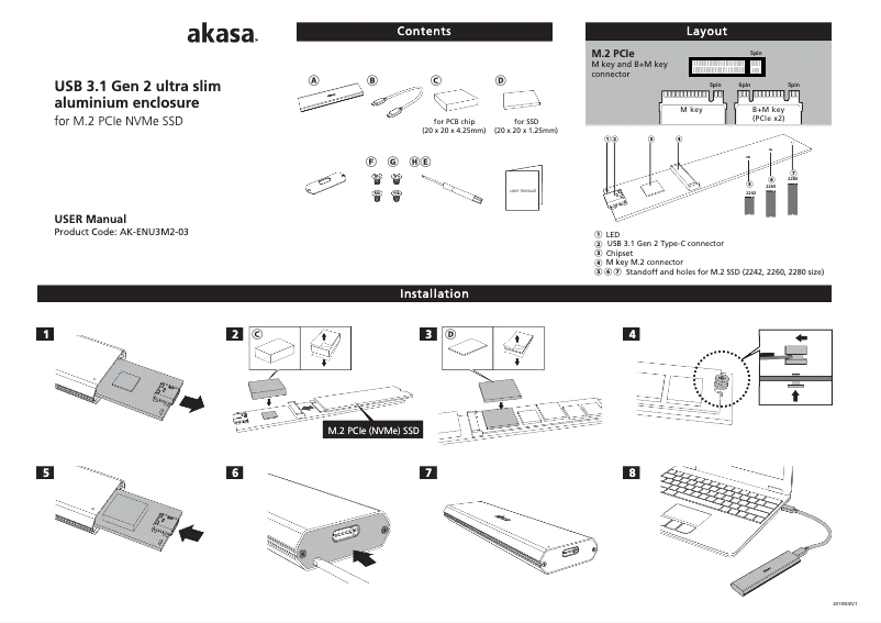 Página 1 del manual Manual de usuario Akasa AK-ENU3M2-03