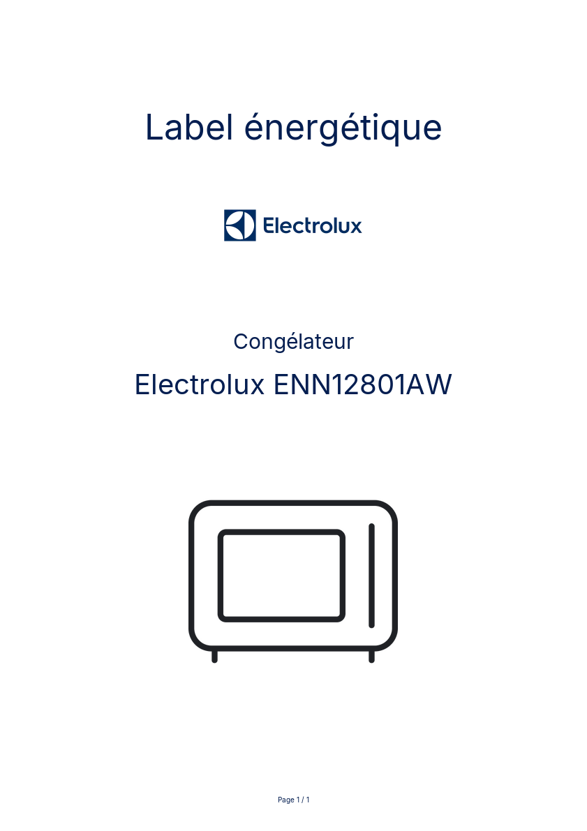 Page n°1 - Label énergétique Electrolux ENN12801AW