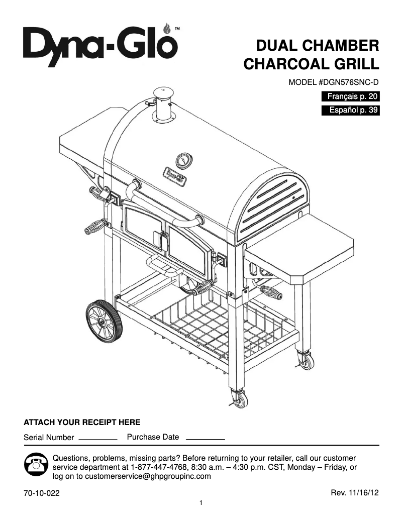 Page n°1 - Manuel utilisateur Dyna-Glo DGN576SNC-D