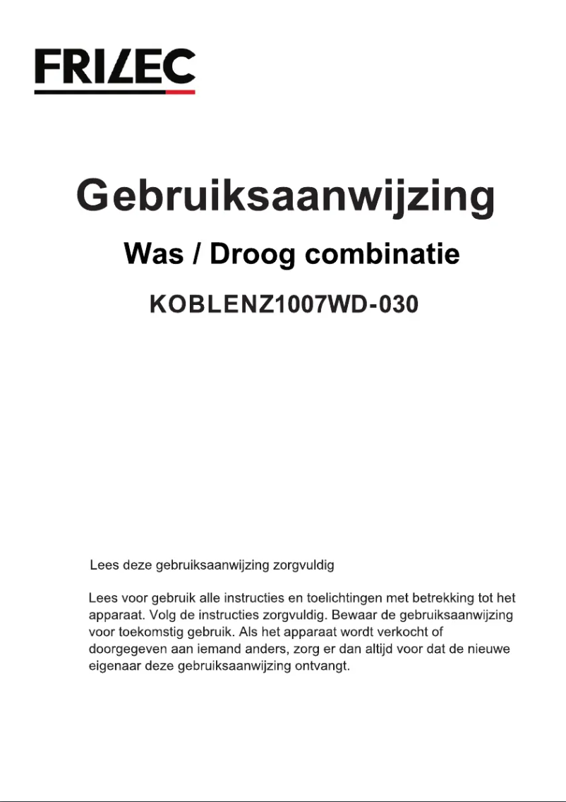 Page 1 de la notice Manuel utilisateur Frilec KOBLENZ1007WD-030