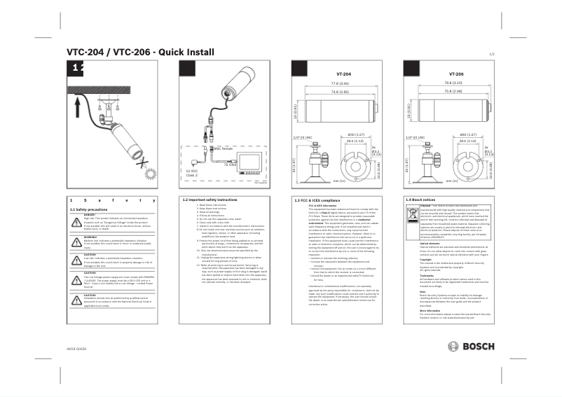 Page 1 de la notice Manuel utilisateur Bosch Advantage Line VTC-204
