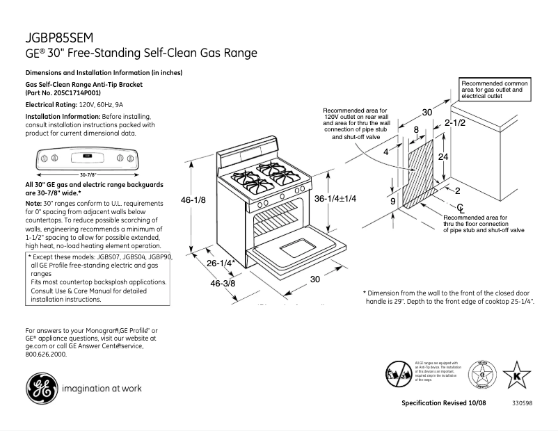 Image de la première page du manuel de l'appareil JGBP85SEMSS