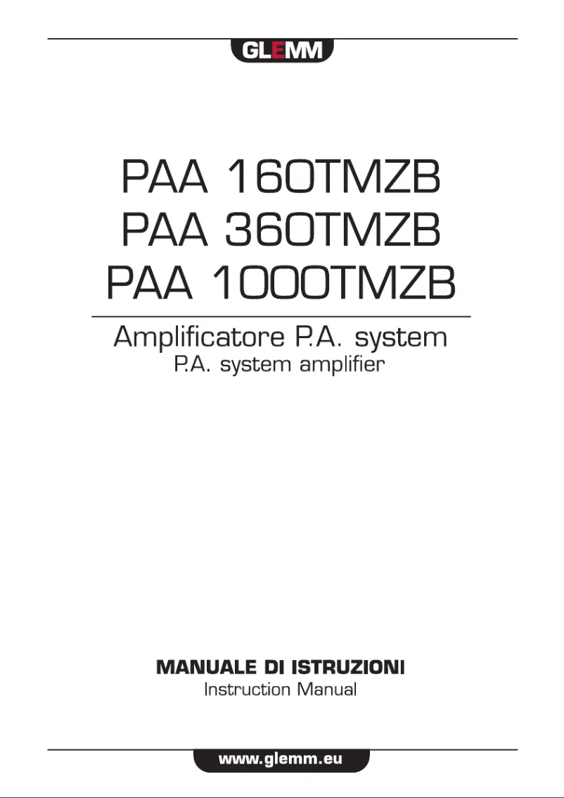 Page n°1 - Manuel utilisateur Glemm PAA 360TMZB