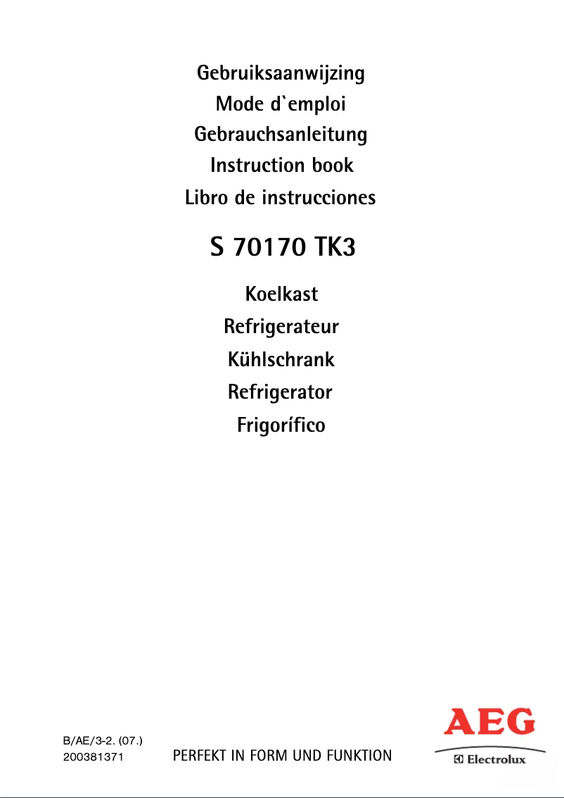 Page n°1 - Manuel utilisateur AEG Santo 70170 TK3