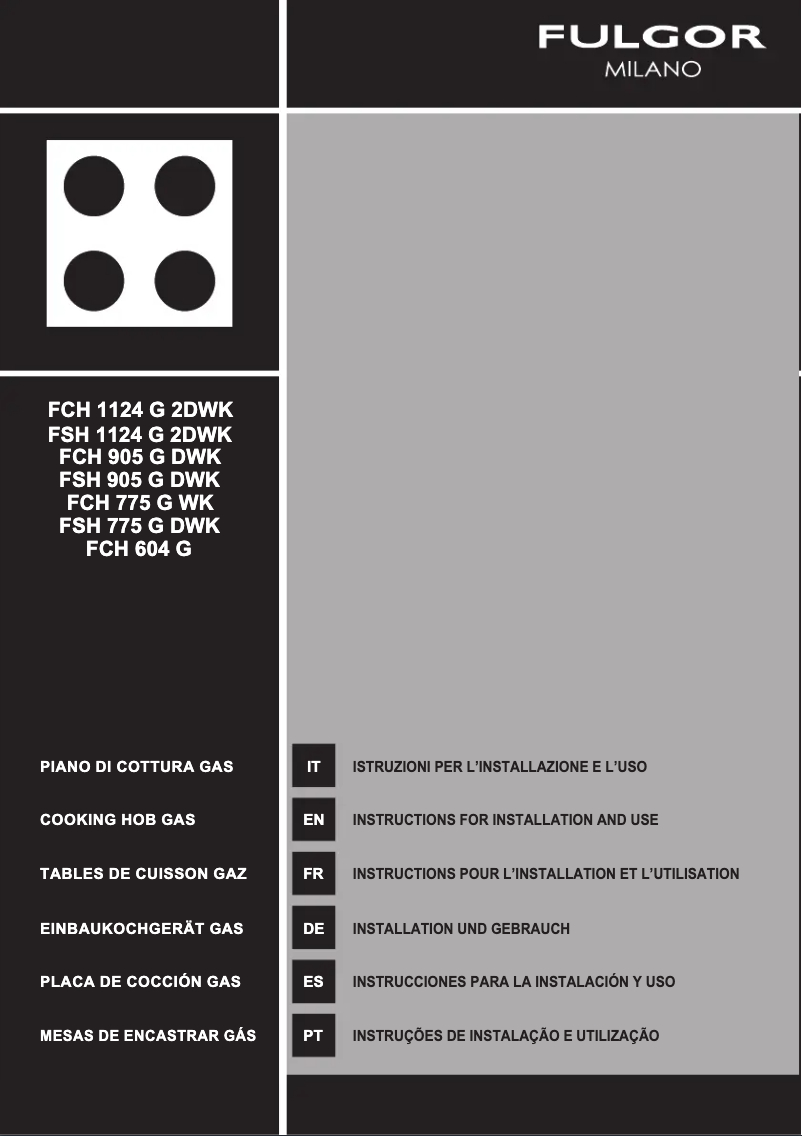 Page n°1 - Guide d'installation Fulgor Milano FCH 905 G DWK