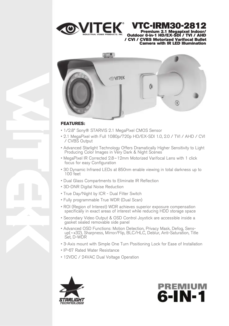 Page 1 de la notice Manuel utilisateur Vitek VTC-IRM30-2812