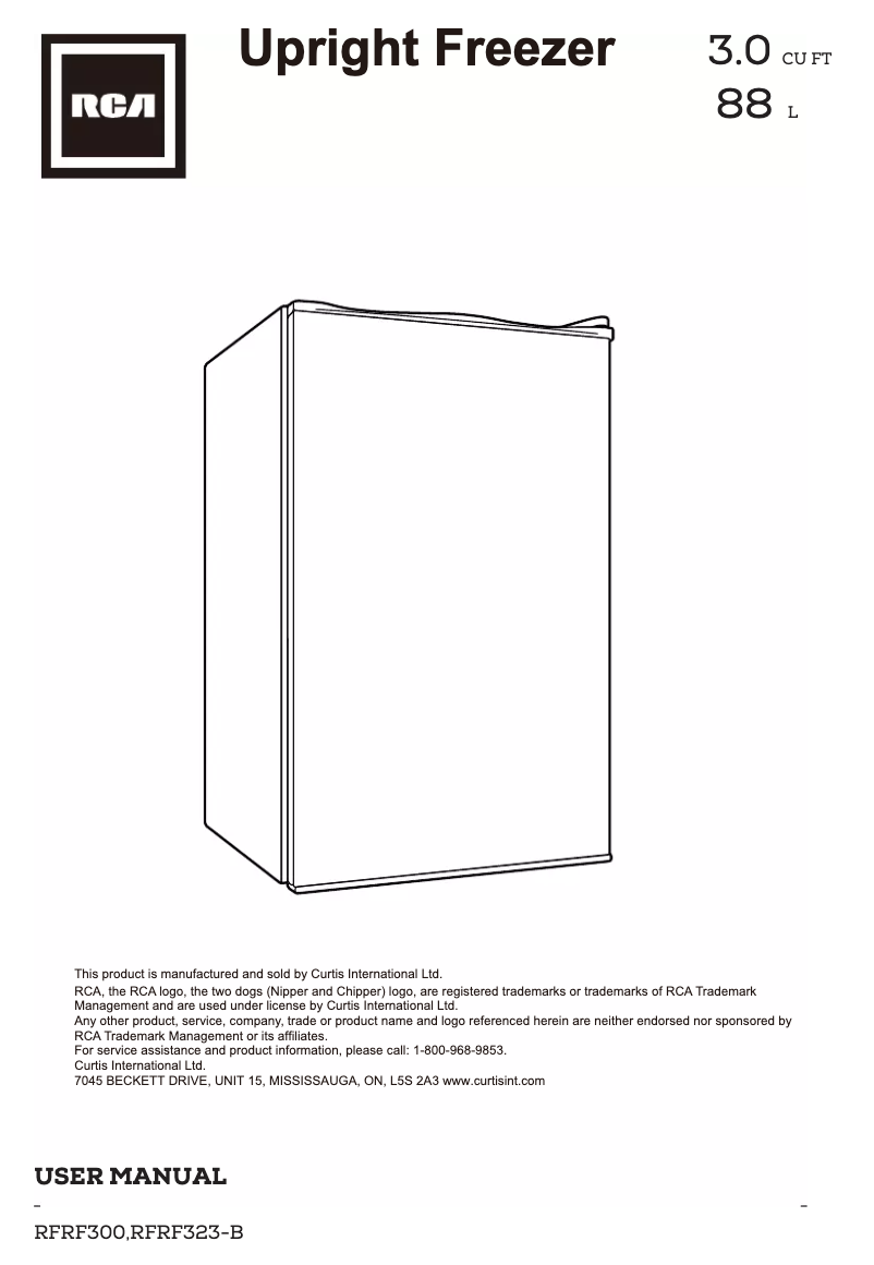 Page 1 de la notice Manuel utilisateur Curtis RFRF300