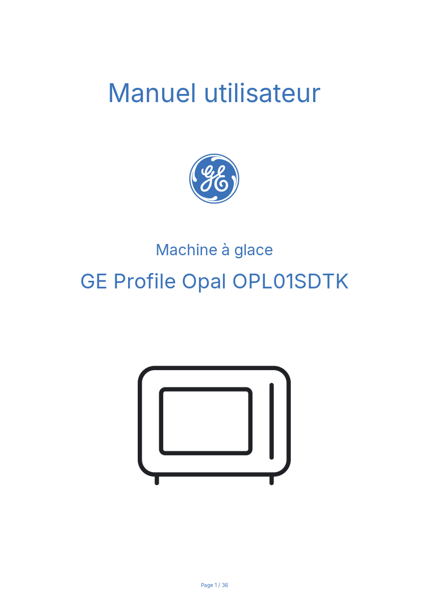 Image de la première page du manuel de l'appareil Profile Opal OPL01SDTK