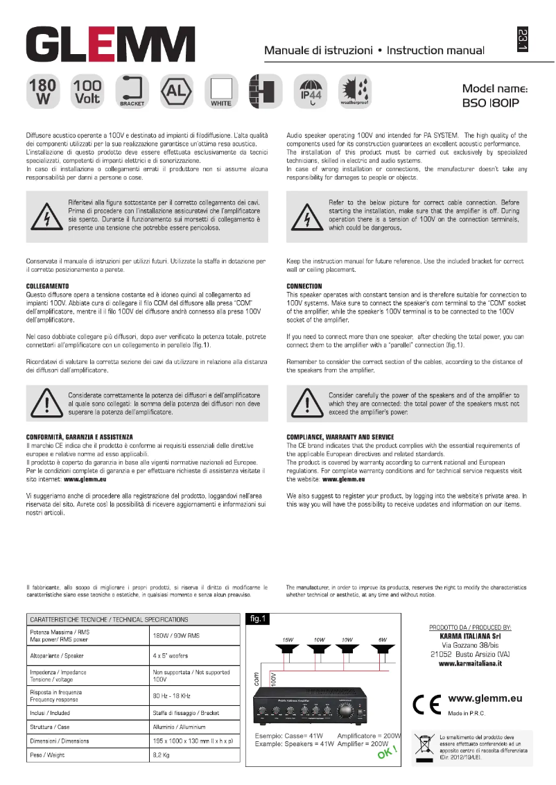 Image de la première page du manuel de l'appareil BSO 180IP