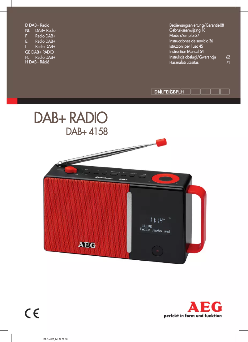 Page 1 de la notice Manuel utilisateur AEG DAB+ 4158