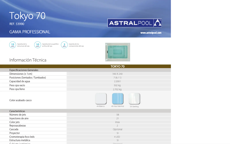 Page n°1 - Fiche technique AstralPool Tokyo 70