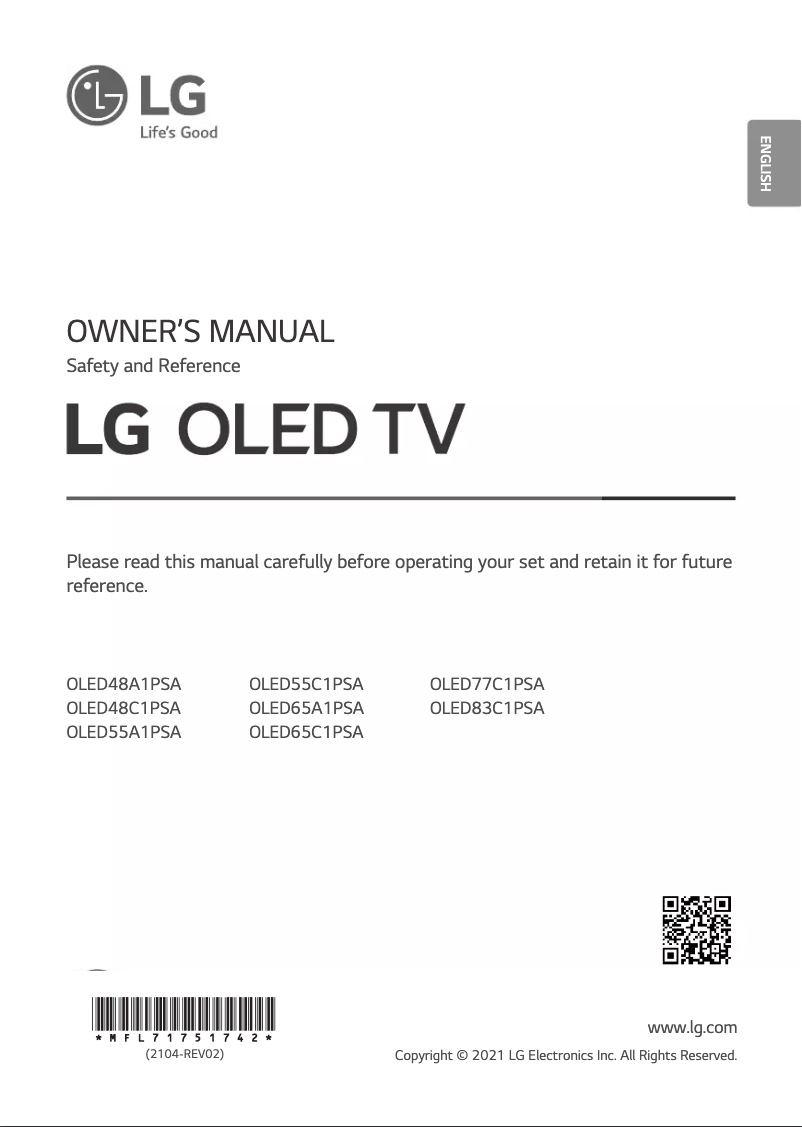 Image de la première page du manuel de l'appareil OLED55A1PSA