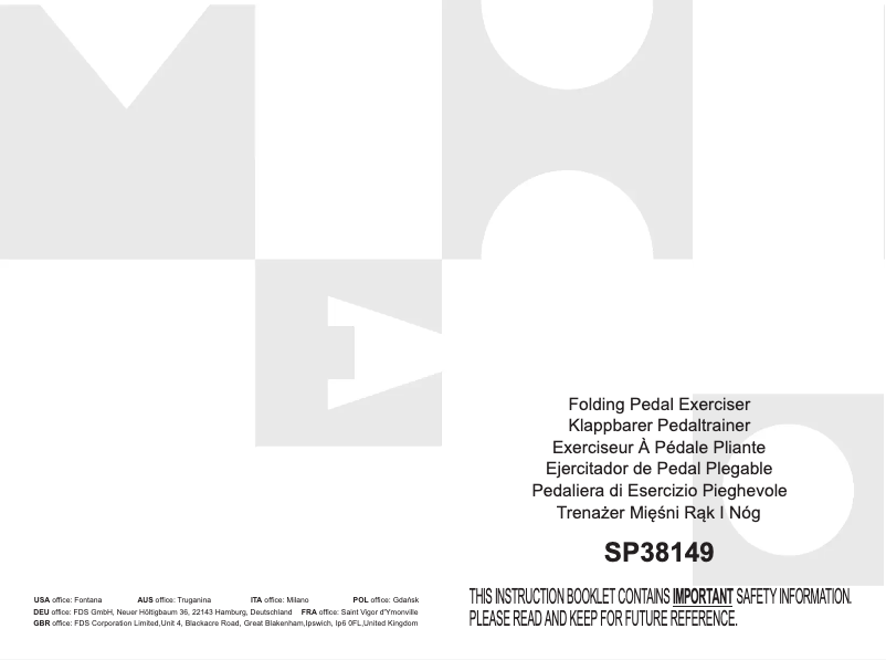 Page n°1 - Manuel utilisateur Costway SP38149