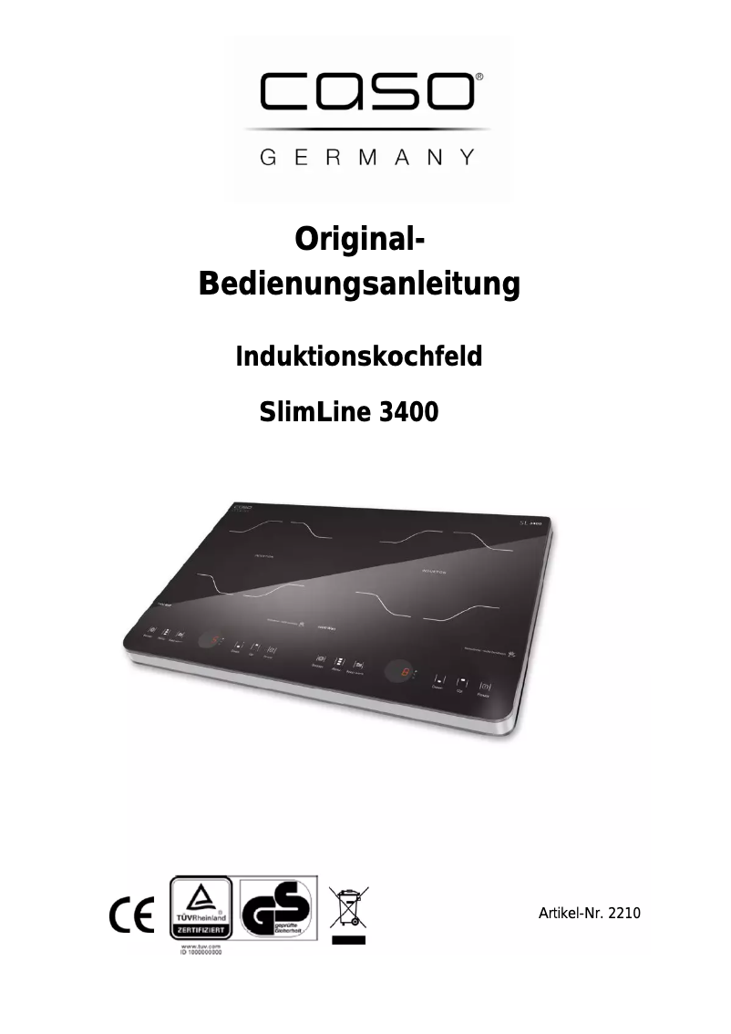 Page n°1 - Manuel utilisateur Caso SlimLine 3400