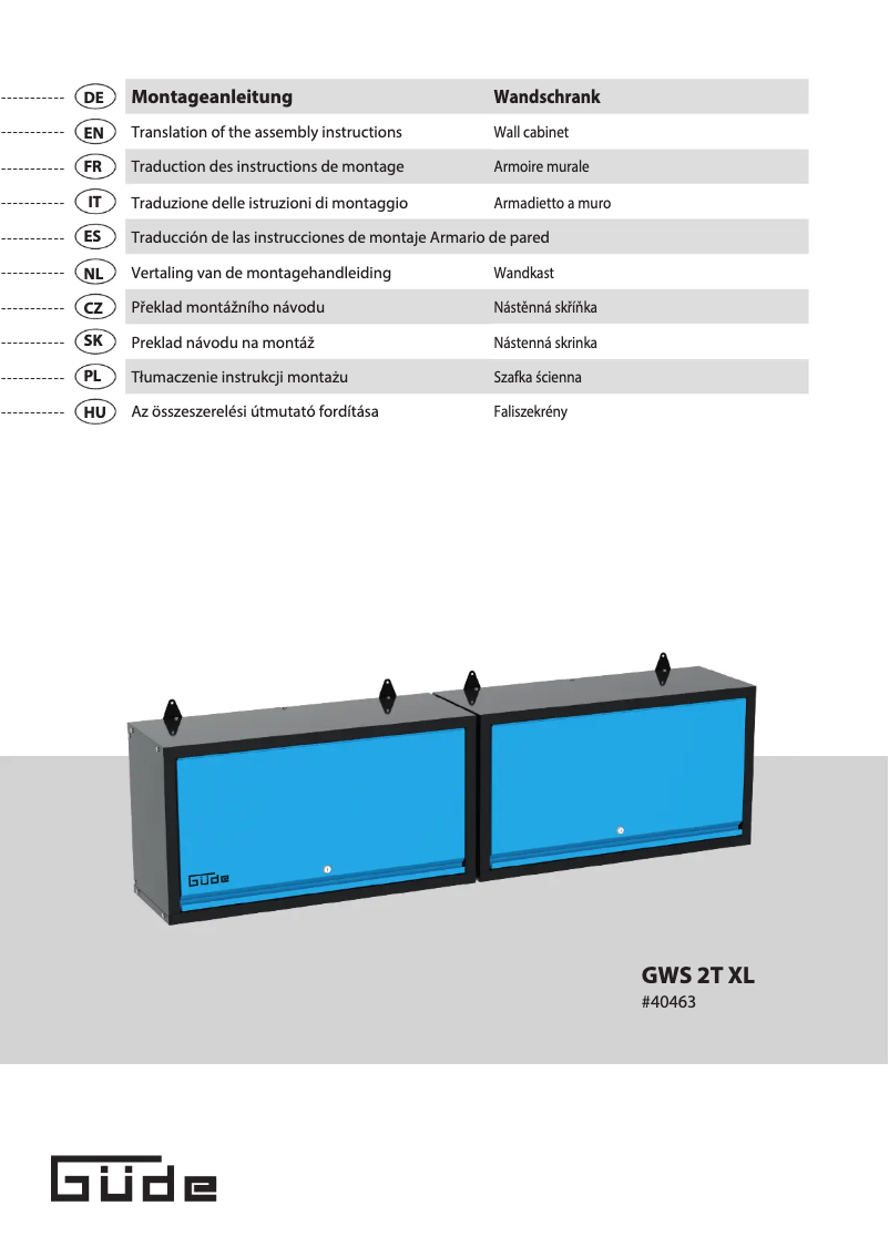 Page 1 de la notice Manuel utilisateur Güde GWS 2T XL
