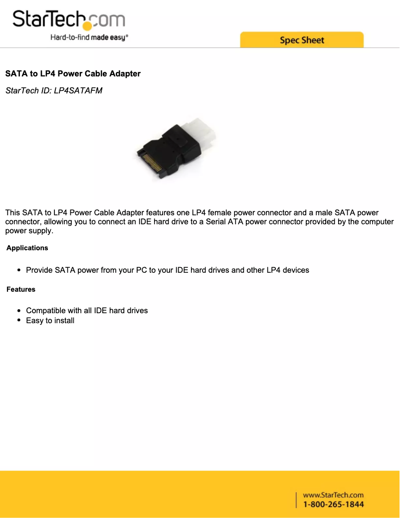 Page 1 de la notice Manuel utilisateur StarTech.com LP4SATAFM