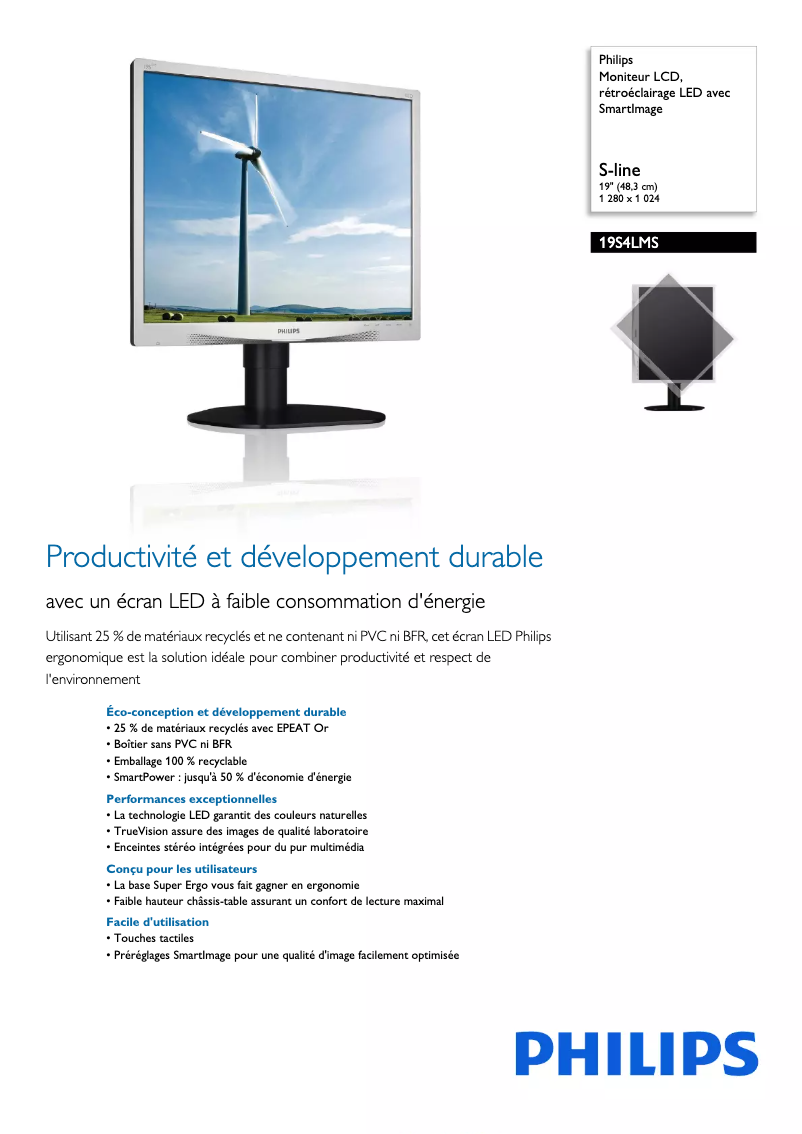 Página 1 del manual Ficha técnica Philips Brilliance 19S4LMS