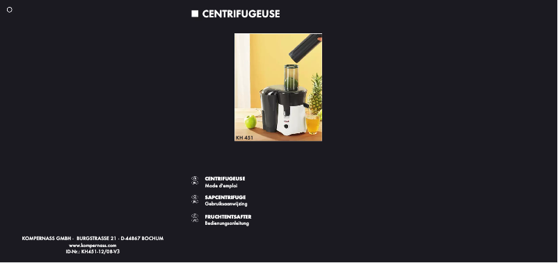 Image de la première page du manuel de l'appareil KH 451