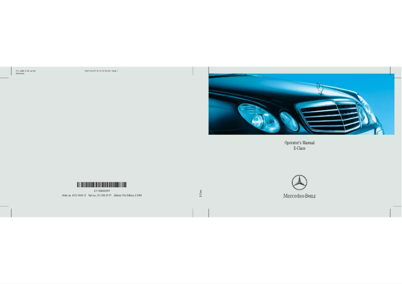 Image de la première page du manuel de l'appareil E-Class (2008)