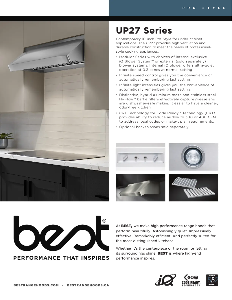 Page n°1 - Fiche technique Best UP27M36SB