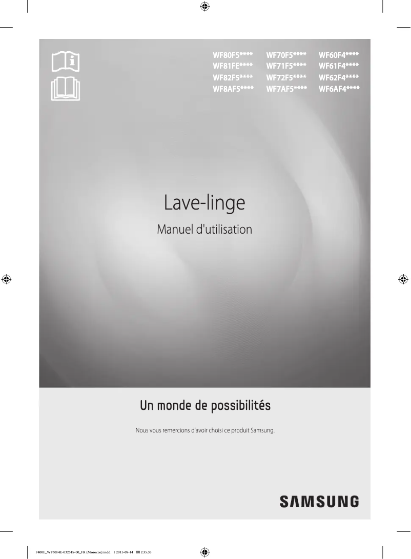 Page 1 de la notice Manuel utilisateur Samsung WF80F5E0W4W